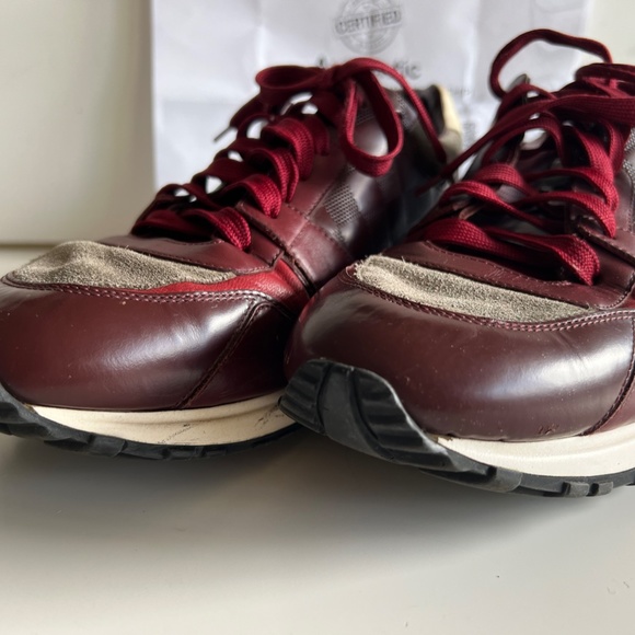 Authenticated Louis Vuitton Burgundy Suede Run Away Sneakers Men's Size 8/US 9 - Picture 10 of 16